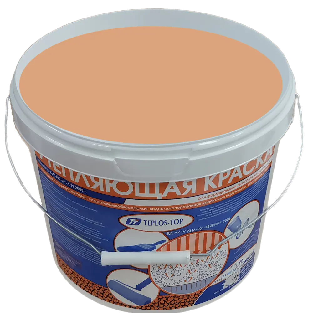 Фото 2 Краска утепляющая водно-дисперсионная Teplos-Top универсальная цвет NCS S 2020-Y50R 11 л Фото 2 Краска утепляющая водно-дисперсионная Teplos-Top универсальная цвет NCS S 2020-Y50R 11 л