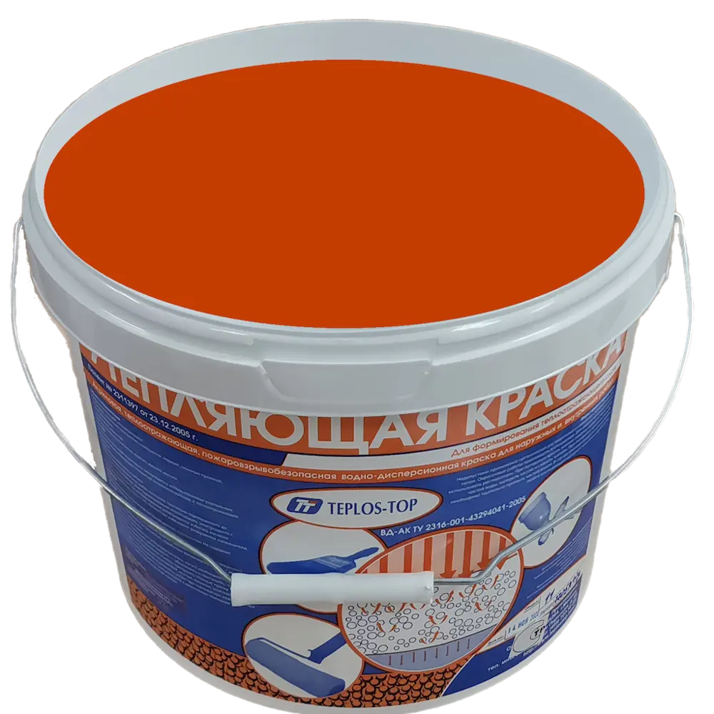 Фото 2 Краска утепляющая водно-дисперсионная Teplos-Top универсальная цвет NCS S 2570-Y50R 11 л Фото 2 Краска утепляющая водно-дисперсионная Teplos-Top универсальная цвет NCS S 2570-Y50R 11 л