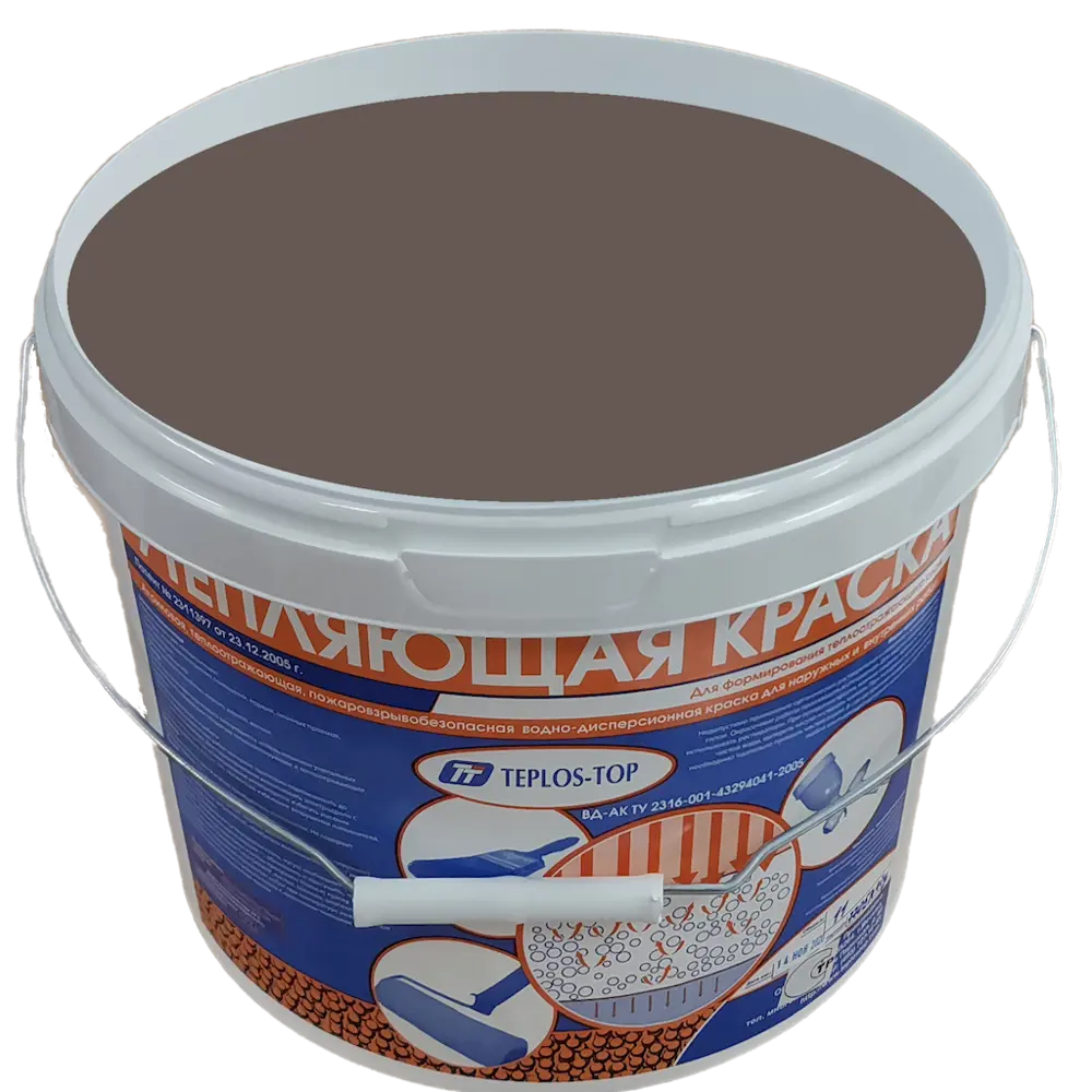 Фото 2 Краска утепляющая водно-дисперсионная Teplos-Top универсальная цвет NCS S 6005-Y50R 11 л Фото 2 Краска утепляющая водно-дисперсионная Teplos-Top универсальная цвет NCS S 6005-Y50R 11 л