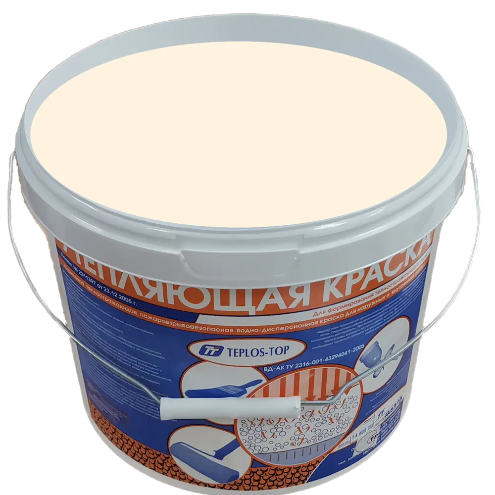 Фото 2 Краска утепляющая водно-дисперсионная Teplos-Top универсальная цвет NCS S 0505-Y60R 11 л Фото 2 Краска утепляющая водно-дисперсионная Teplos-Top универсальная цвет NCS S 0505-Y60R 11 л