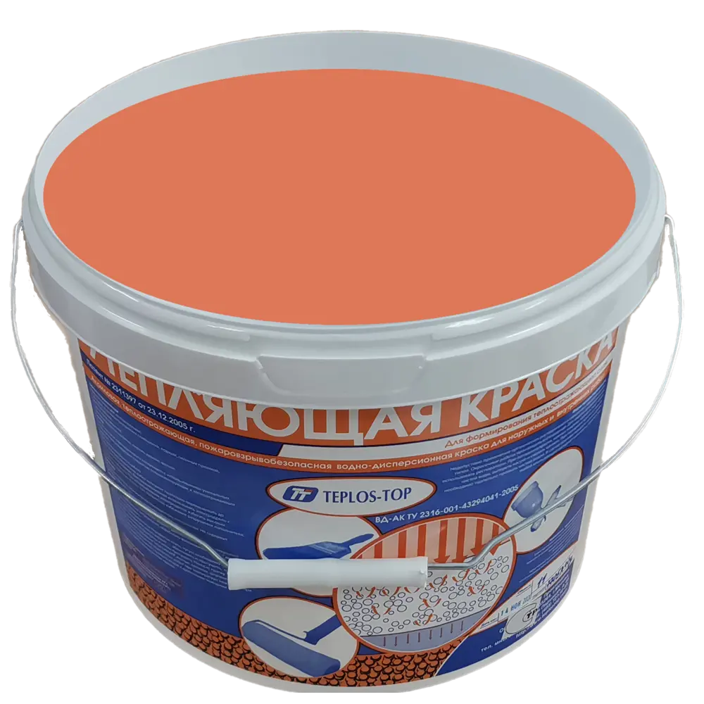 Фото 2 Краска утепляющая водно-дисперсионная Teplos-Top универсальная цвет NCS S 2040-Y70R 11 л Фото 2 Краска утепляющая водно-дисперсионная Teplos-Top универсальная цвет NCS S 2040-Y70R 11 л