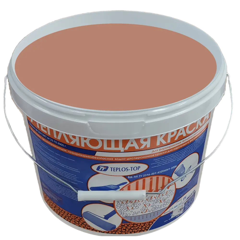 Фото 2 Краска утепляющая водно-дисперсионная Teplos-Top универсальная цвет NCS S 3020-Y70R 11 л Фото 2 Краска утепляющая водно-дисперсионная Teplos-Top универсальная цвет NCS S 3020-Y70R 11 л