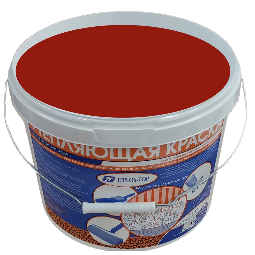 Фото 2 Краска утепляющая водно-дисперсионная Teplos-Top универсальная цвет NCS S 3560-Y70R 11 л Фото 2 Краска утепляющая водно-дисперсионная Teplos-Top универсальная цвет NCS S 3560-Y70R 11 л