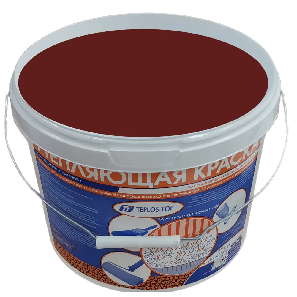 Фото 2 Краска утепляющая водно-дисперсионная Teplos-Top универсальная цвет NCS S 6030-Y80R 11 л Фото 2 Краска утепляющая водно-дисперсионная Teplos-Top универсальная цвет NCS S 6030-Y80R 11 л