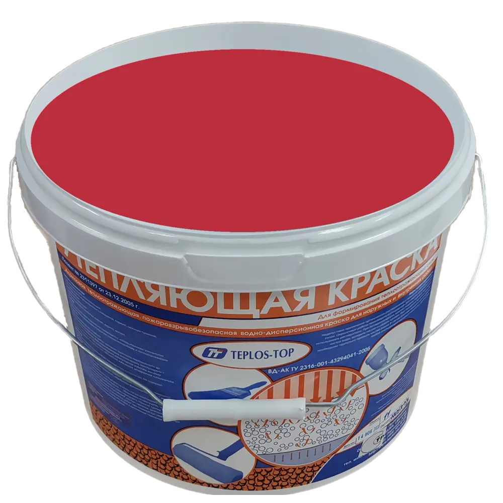 Фото 2 Краска утепляющая водно-дисперсионная Teplos-Top универсальная цвет NCS S 2060-R 11 л Фото 2 Краска утепляющая водно-дисперсионная Teplos-Top универсальная цвет NCS S 2060-R 11 л