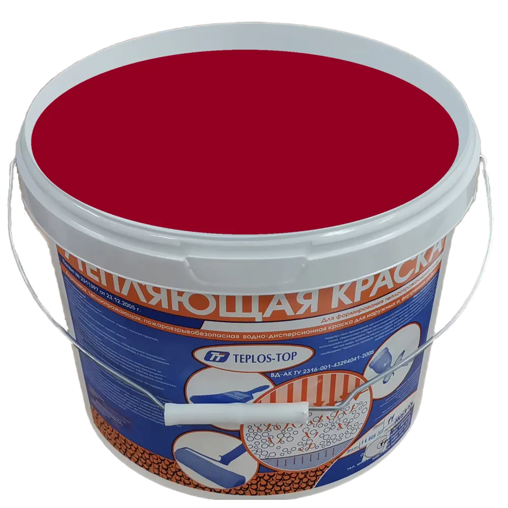 Фото 2 Краска утепляющая водно-дисперсионная Teplos-Top универсальная цвет NCS S 2570-R 11 л Фото 2 Краска утепляющая водно-дисперсионная Teplos-Top универсальная цвет NCS S 2570-R 11 л