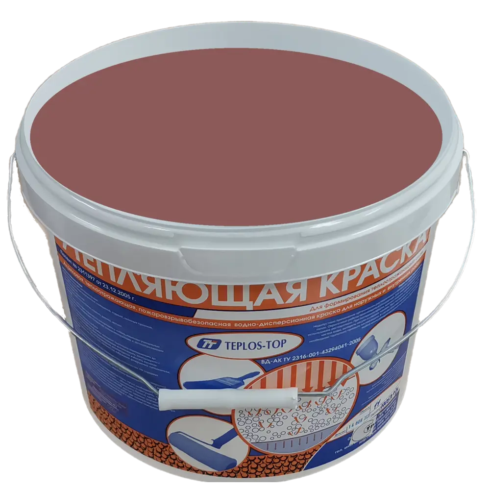 Фото 2 Краска утепляющая водно-дисперсионная Teplos-Top универсальная цвет NCS S 4020-R 11 л Фото 2 Краска утепляющая водно-дисперсионная Teplos-Top универсальная цвет NCS S 4020-R 11 л