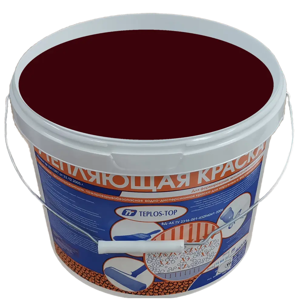 Фото 2 Краска утепляющая водно-дисперсионная Teplos-Top универсальная цвет NCS S 7020-R 11 л Фото 2 Краска утепляющая водно-дисперсионная Teplos-Top универсальная цвет NCS S 7020-R 11 л