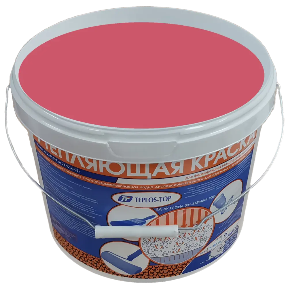 Фото 2 Краска утепляющая водно-дисперсионная Teplos-Top универсальная цвет NCS S 2050-R10B 11 л Фото 2 Краска утепляющая водно-дисперсионная Teplos-Top универсальная цвет NCS S 2050-R10B 11 л