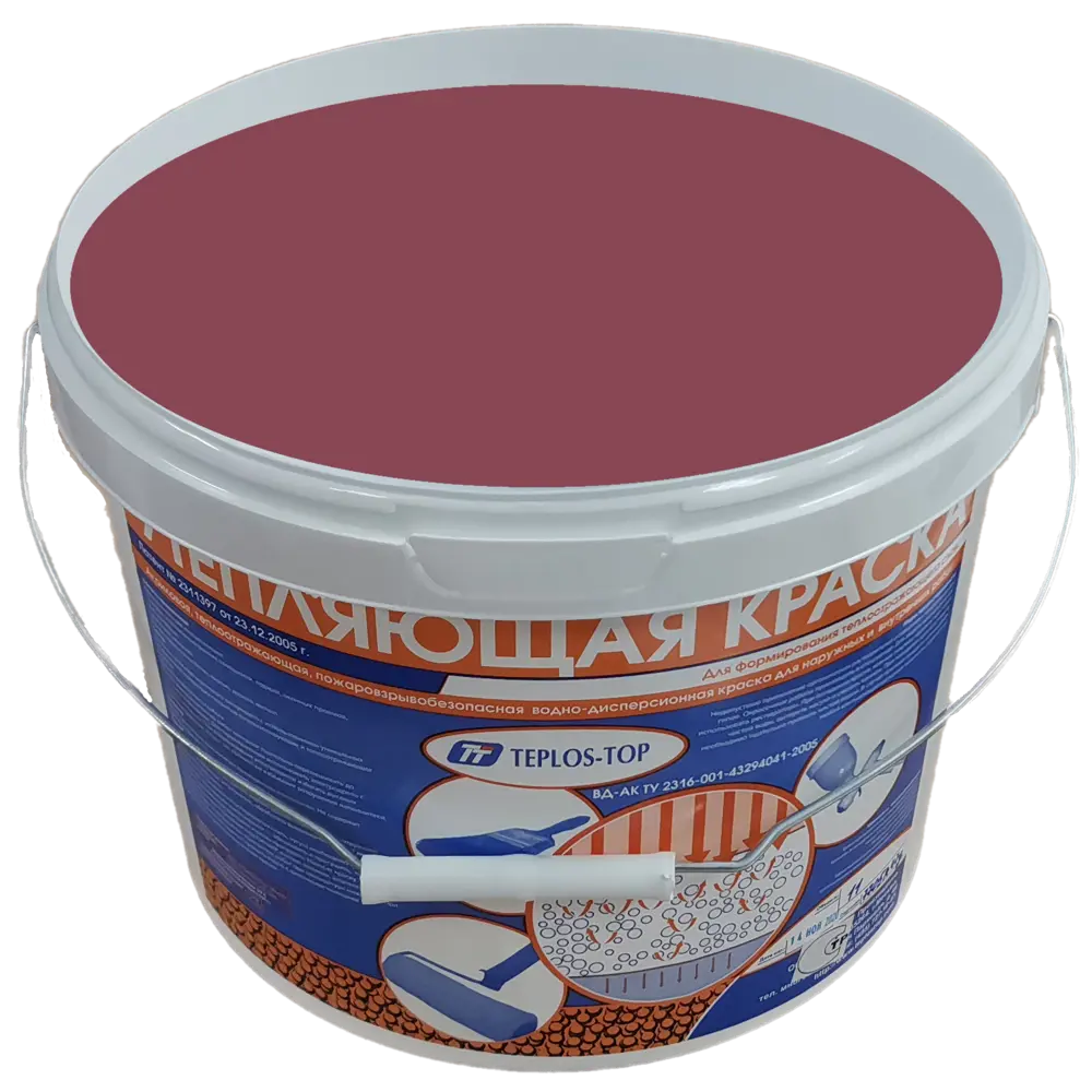 Фото 2 Краска утепляющая водно-дисперсионная Teplos-Top универсальная цвет NCS S 4030-R10B 11 л Фото 2 Краска утепляющая водно-дисперсионная Teplos-Top универсальная цвет NCS S 4030-R10B 11 л