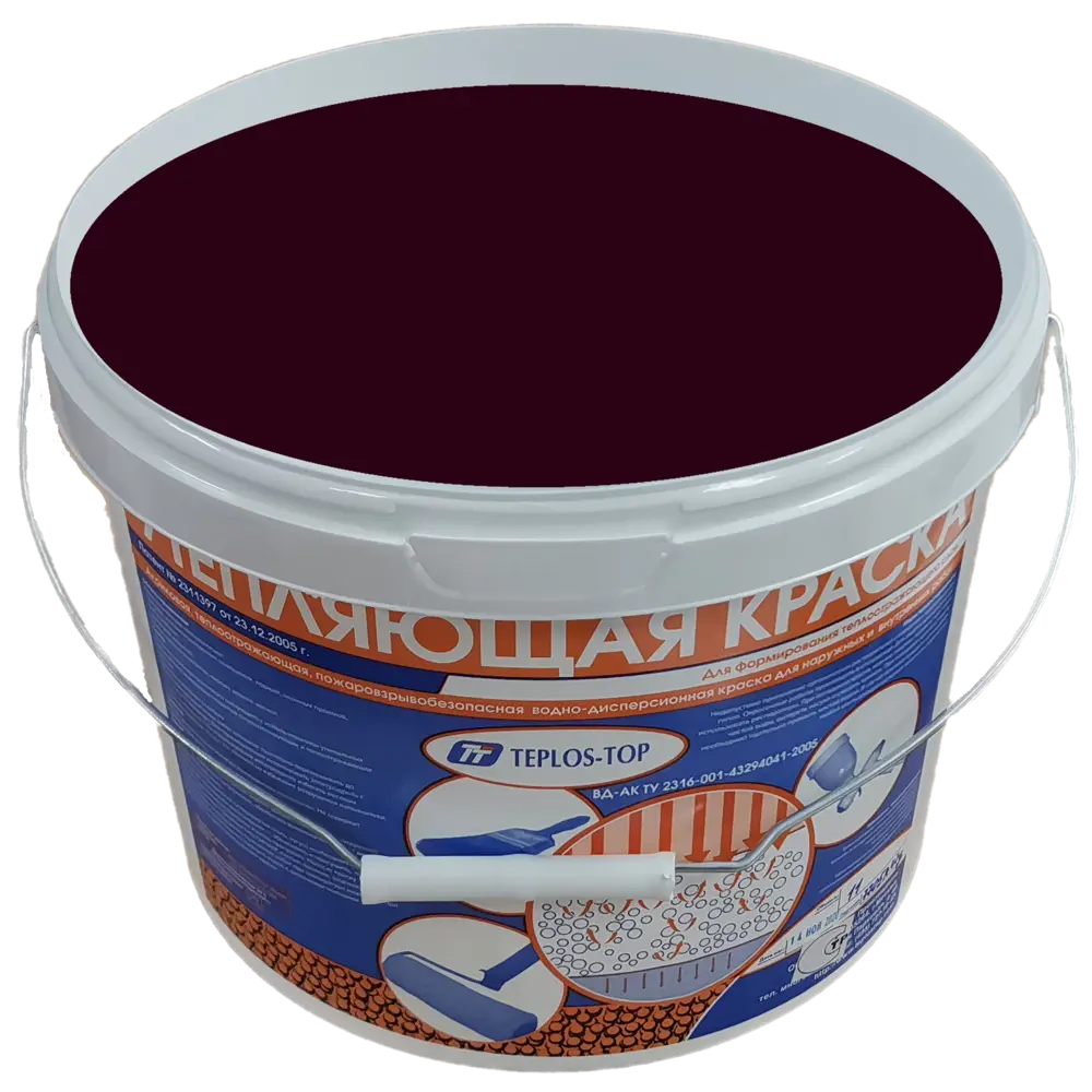 Фото 2 Краска утепляющая водно-дисперсионная Teplos-Top универсальная цвет NCS S 7020-R20B 11 л Фото 2 Краска утепляющая водно-дисперсионная Teplos-Top универсальная цвет NCS S 7020-R20B 11 л
