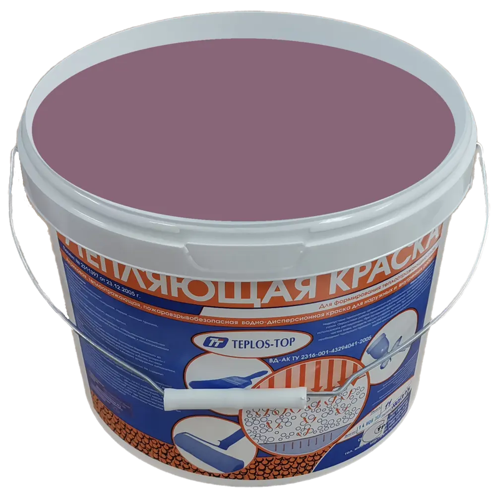 Фото 2 Краска утепляющая водно-дисперсионная Teplos-Top универсальная цвет NCS S 4020-R30B 11 л Фото 2 Краска утепляющая водно-дисперсионная Teplos-Top универсальная цвет NCS S 4020-R30B 11 л