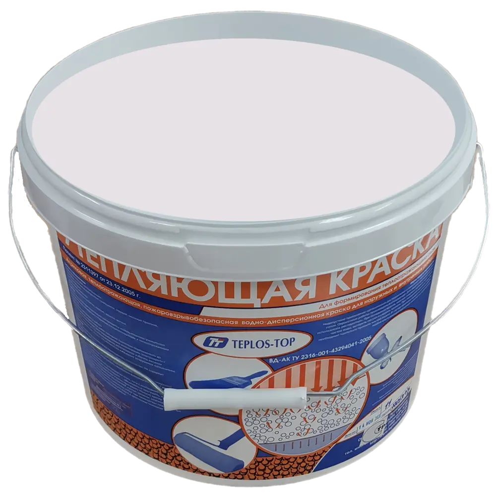 Фото 2 Краска утепляющая водно-дисперсионная Teplos-Top универсальная цвет NCS S 1005-R50B 11 л Фото 2 Краска утепляющая водно-дисперсионная Teplos-Top универсальная цвет NCS S 1005-R50B 11 л