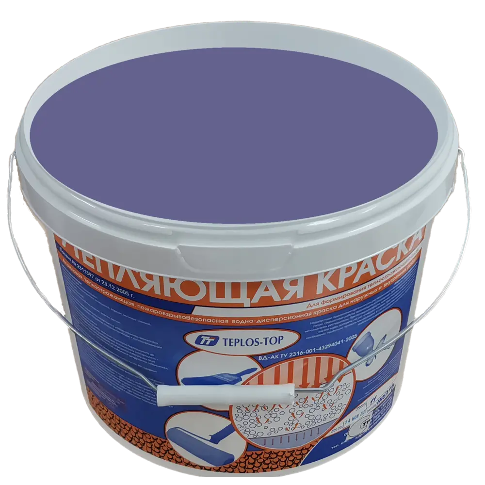 Фото 2 Краска утепляющая водно-дисперсионная Teplos-Top универсальная цвет NCS S 4030-R70B 11 л Фото 2 Краска утепляющая водно-дисперсионная Teplos-Top универсальная цвет NCS S 4030-R70B 11 л