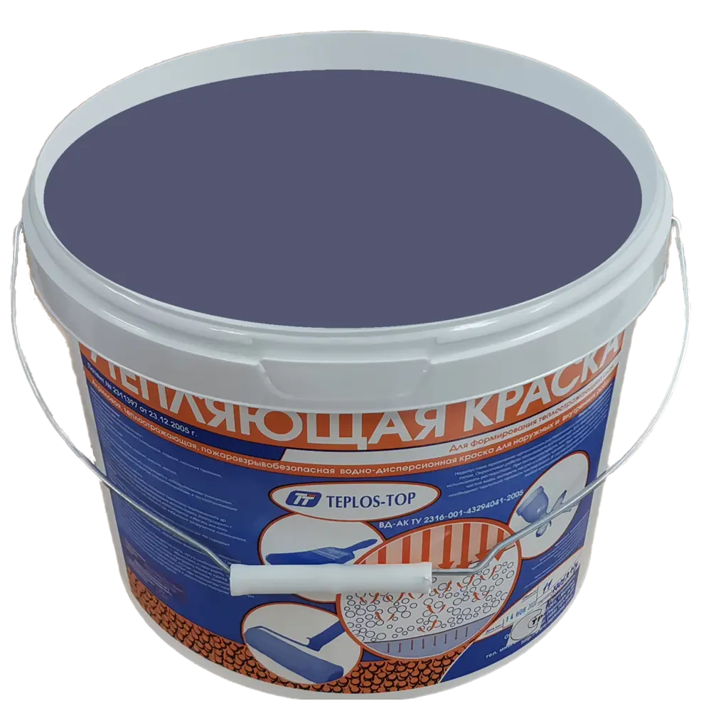 Фото 2 Краска утепляющая водно-дисперсионная Teplos-Top универсальная цвет NCS S 5020-R70B 11 л Фото 2 Краска утепляющая водно-дисперсионная Teplos-Top универсальная цвет NCS S 5020-R70B 11 л