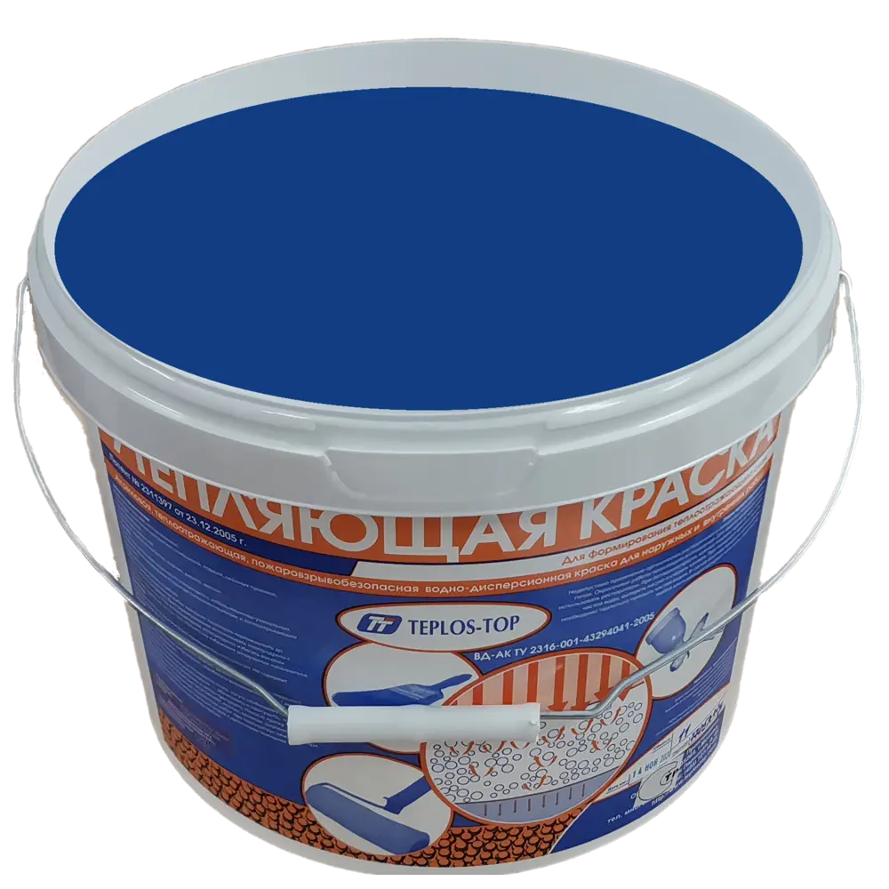 Фото 2 Краска утепляющая водно-дисперсионная Teplos-Top универсальная цвет NCS S 4050-R80B 11 л Фото 2 Краска утепляющая водно-дисперсионная Teplos-Top универсальная цвет NCS S 4050-R80B 11 л