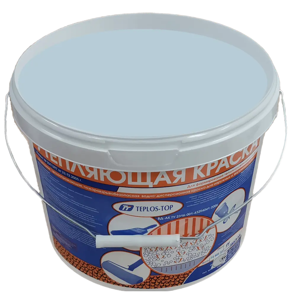 Фото 2 Краска утепляющая водно-дисперсионная Teplos-Top универсальная цвет NCS S 1515-R90B 11 л Фото 2 Краска утепляющая водно-дисперсионная Teplos-Top универсальная цвет NCS S 1515-R90B 11 л