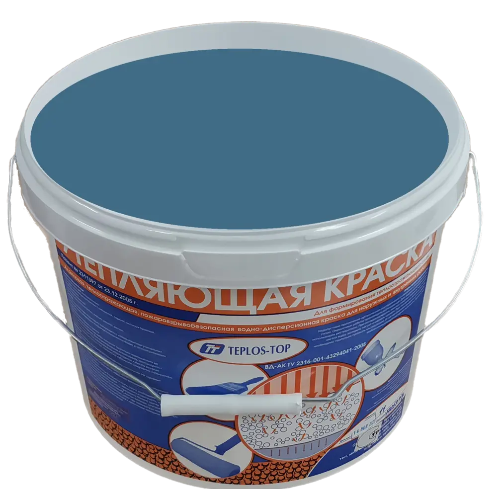 Фото 2 Краска утепляющая водно-дисперсионная Teplos-Top универсальная цвет NCS S 4030-R90B 11 л Фото 2 Краска утепляющая водно-дисперсионная Teplos-Top универсальная цвет NCS S 4030-R90B 11 л