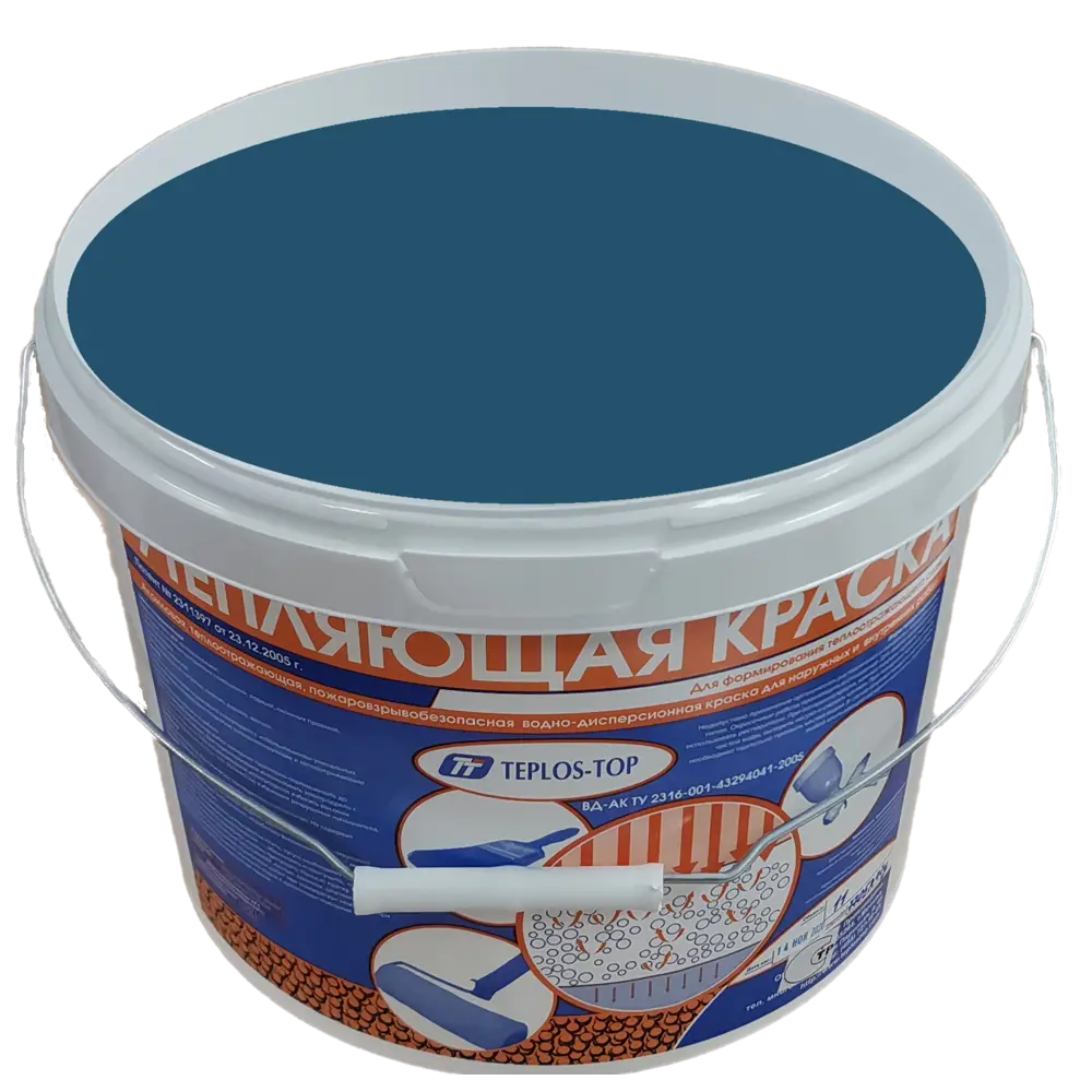 Фото 2 Краска утепляющая водно-дисперсионная Teplos-Top универсальная цвет NCS S 5030-R90B 11 л Фото 2 Краска утепляющая водно-дисперсионная Teplos-Top универсальная цвет NCS S 5030-R90B 11 л