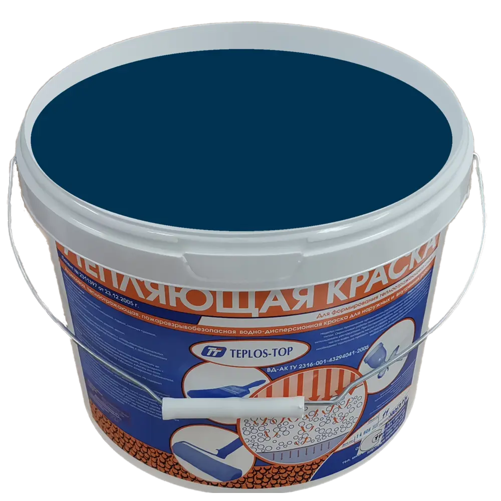 Фото 2 Краска утепляющая водно-дисперсионная Teplos-Top универсальная цвет NCS S 6030-R90B 11 л Фото 2 Краска утепляющая водно-дисперсионная Teplos-Top универсальная цвет NCS S 6030-R90B 11 л