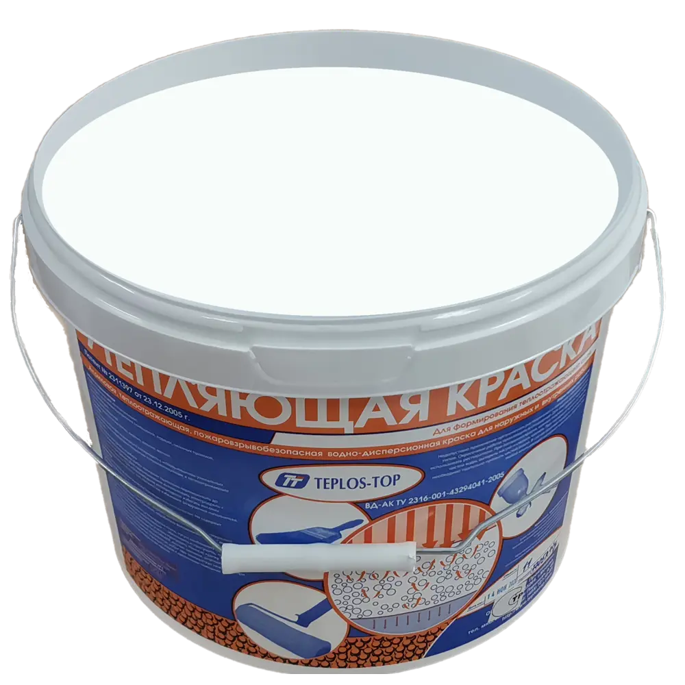 Фото 2 Краска утепляющая водно-дисперсионная Teplos-Top универсальная цвет NCS S 0505-B 11 л Фото 2 Краска утепляющая водно-дисперсионная Teplos-Top универсальная цвет NCS S 0505-B 11 л