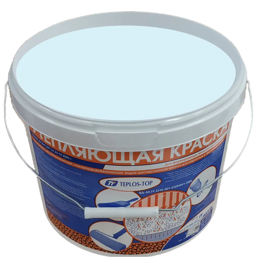 Фото 2 Краска утепляющая водно-дисперсионная Teplos-Top универсальная цвет NCS S 0520-B 11 л Фото 2 Краска утепляющая водно-дисперсионная Teplos-Top универсальная цвет NCS S 0520-B 11 л