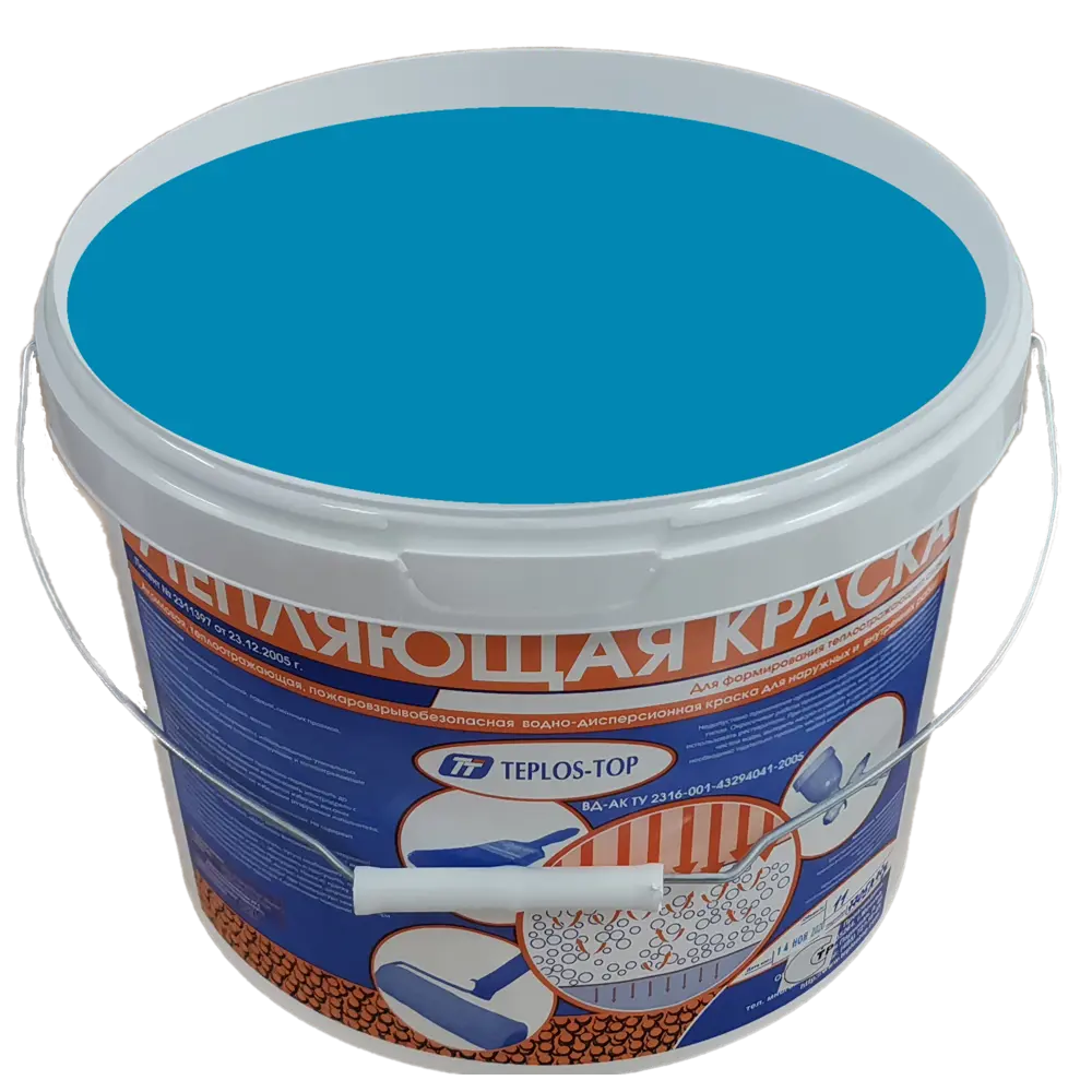 Фото 2 Краска утепляющая водно-дисперсионная Teplos-Top универсальная цвет NCS S 1565-B 11 л Фото 2 Краска утепляющая водно-дисперсионная Teplos-Top универсальная цвет NCS S 1565-B 11 л
