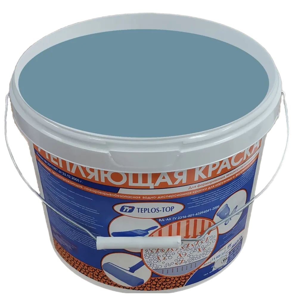 Фото 2 Краска утепляющая водно-дисперсионная Teplos-Top универсальная цвет NCS S 3020-B 11 л Фото 2 Краска утепляющая водно-дисперсионная Teplos-Top универсальная цвет NCS S 3020-B 11 л