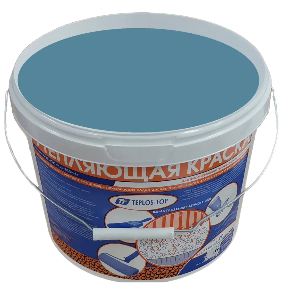 Фото 2 Краска утепляющая водно-дисперсионная Teplos-Top универсальная цвет NCS S 3030-B 11 л Фото 2 Краска утепляющая водно-дисперсионная Teplos-Top универсальная цвет NCS S 3030-B 11 л