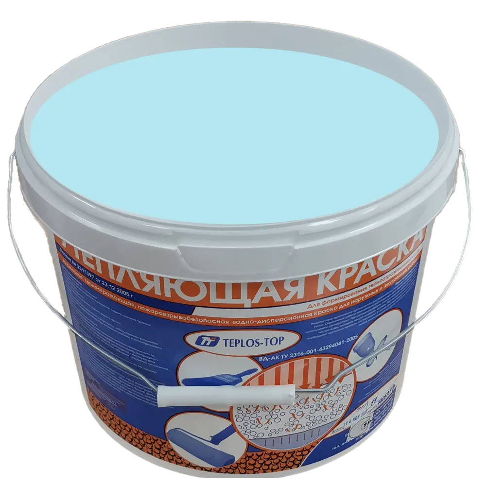 Фото 2 Краска утепляющая водно-дисперсионная Teplos-Top универсальная цвет NCS S 0530-B10G 11 л Фото 2 Краска утепляющая водно-дисперсионная Teplos-Top универсальная цвет NCS S 0530-B10G 11 л