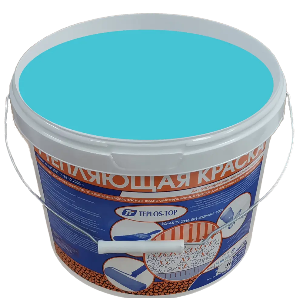 Фото 2 Краска утепляющая водно-дисперсионная Teplos-Top универсальная цвет NCS S 1050-B10G 11 л Фото 2 Краска утепляющая водно-дисперсионная Teplos-Top универсальная цвет NCS S 1050-B10G 11 л