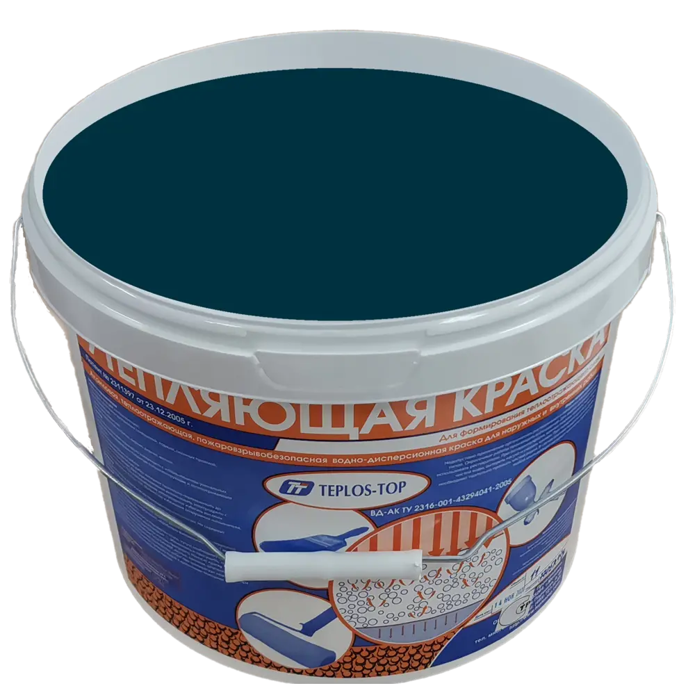 Фото 2 Краска утепляющая водно-дисперсионная Teplos-Top универсальная цвет NCS S 6030-B10G 11 л Фото 2 Краска утепляющая водно-дисперсионная Teplos-Top универсальная цвет NCS S 6030-B10G 11 л