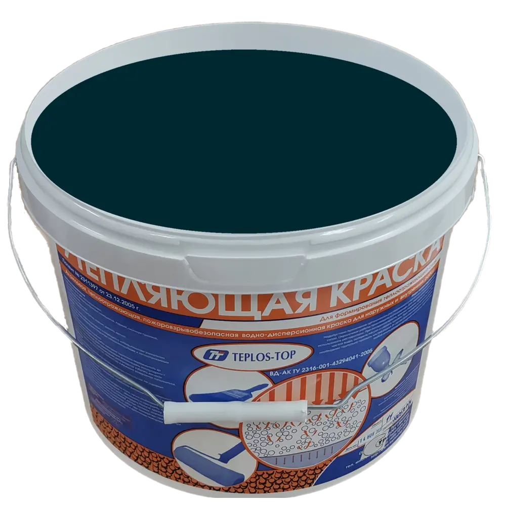 Фото 2 Краска утепляющая водно-дисперсионная Teplos-Top универсальная цвет NCS S 7020-B10G 11 л Фото 2 Краска утепляющая водно-дисперсионная Teplos-Top универсальная цвет NCS S 7020-B10G 11 л