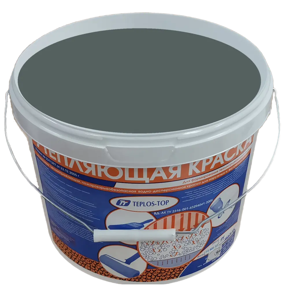 Фото 2 Краска утепляющая водно-дисперсионная Teplos-Top универсальная цвет NCS S 6005-B20G 11 л Фото 2 Краска утепляющая водно-дисперсионная Teplos-Top универсальная цвет NCS S 6005-B20G 11 л