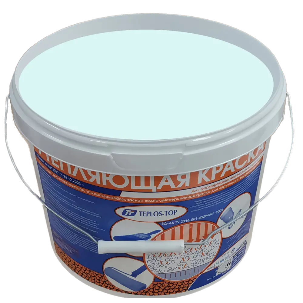 Фото 2 Краска утепляющая водно-дисперсионная Teplos-Top универсальная цвет NCS S 1010-B30G 11 л Фото 2 Краска утепляющая водно-дисперсионная Teplos-Top универсальная цвет NCS S 1010-B30G 11 л