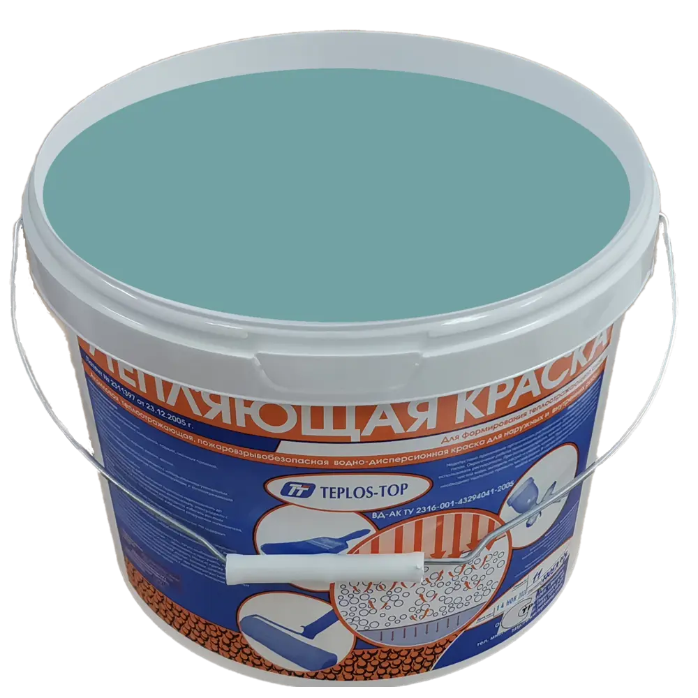 Фото 2 Краска утепляющая водно-дисперсионная Teplos-Top универсальная цвет NCS S 3020-B30G 11 л Фото 2 Краска утепляющая водно-дисперсионная Teplos-Top универсальная цвет NCS S 3020-B30G 11 л
