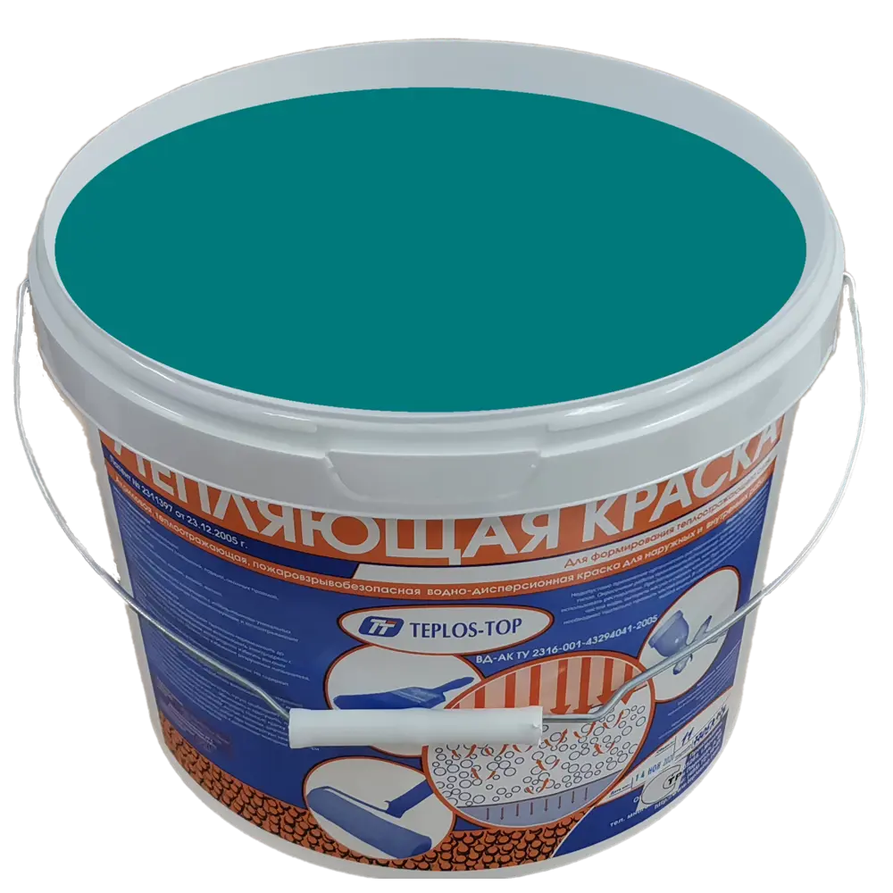 Фото 2 Краска утепляющая водно-дисперсионная Teplos-Top универсальная цвет NCS S 3060-B30G 11 л Фото 2 Краска утепляющая водно-дисперсионная Teplos-Top универсальная цвет NCS S 3060-B30G 11 л