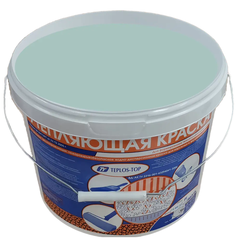 Фото 2 Краска утепляющая водно-дисперсионная Teplos-Top универсальная цвет NCS S 2010-B50G 11 л Фото 2 Краска утепляющая водно-дисперсионная Teplos-Top универсальная цвет NCS S 2010-B50G 11 л