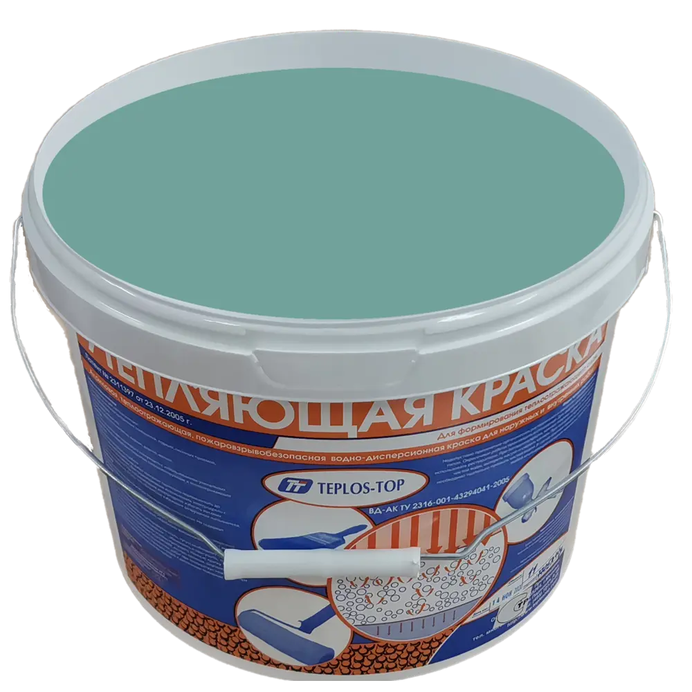 Фото 2 Краска утепляющая водно-дисперсионная Teplos-Top универсальная цвет NCS S 3020-B50G 11 л Фото 2 Краска утепляющая водно-дисперсионная Teplos-Top универсальная цвет NCS S 3020-B50G 11 л
