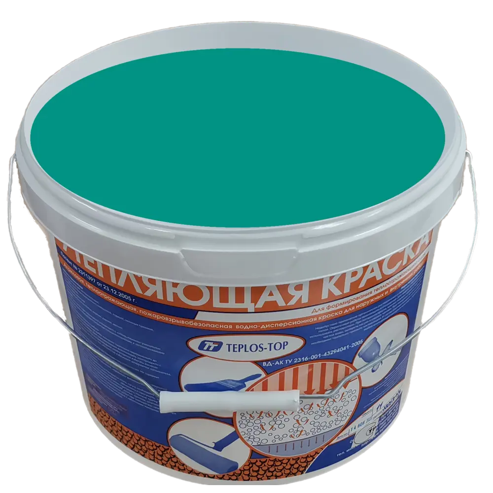Фото 2 Краска утепляющая водно-дисперсионная Teplos-Top универсальная цвет NCS S 3040-B50G 11 л Фото 2 Краска утепляющая водно-дисперсионная Teplos-Top универсальная цвет NCS S 3040-B50G 11 л