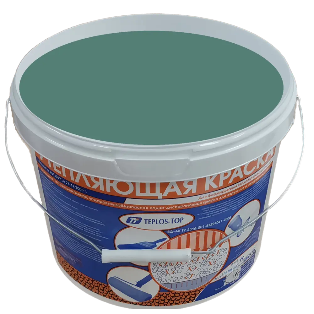 Фото 2 Краска утепляющая водно-дисперсионная Teplos-Top универсальная цвет NCS S 4020-B50G 11 л Фото 2 Краска утепляющая водно-дисперсионная Teplos-Top универсальная цвет NCS S 4020-B50G 11 л