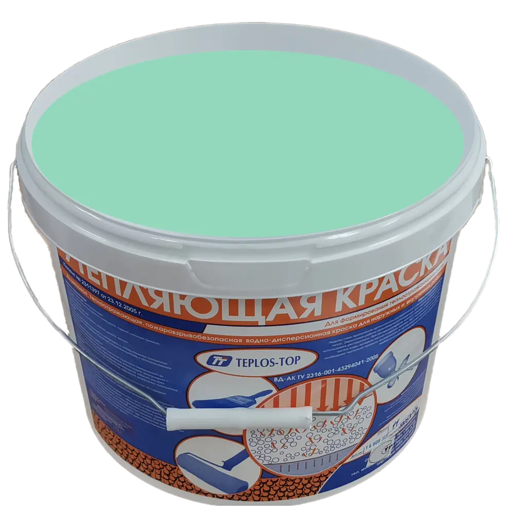 Фото 2 Краска утепляющая водно-дисперсионная Teplos-Top универсальная цвет NCS S 2020-B70G 11 л Фото 2 Краска утепляющая водно-дисперсионная Teplos-Top универсальная цвет NCS S 2020-B70G 11 л