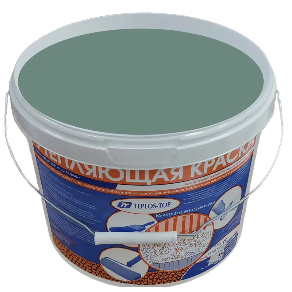 Фото 2 Краска утепляющая водно-дисперсионная Teplos-Top универсальная цвет NCS S 4010-B70G 11 л Фото 2 Краска утепляющая водно-дисперсионная Teplos-Top универсальная цвет NCS S 4010-B70G 11 л