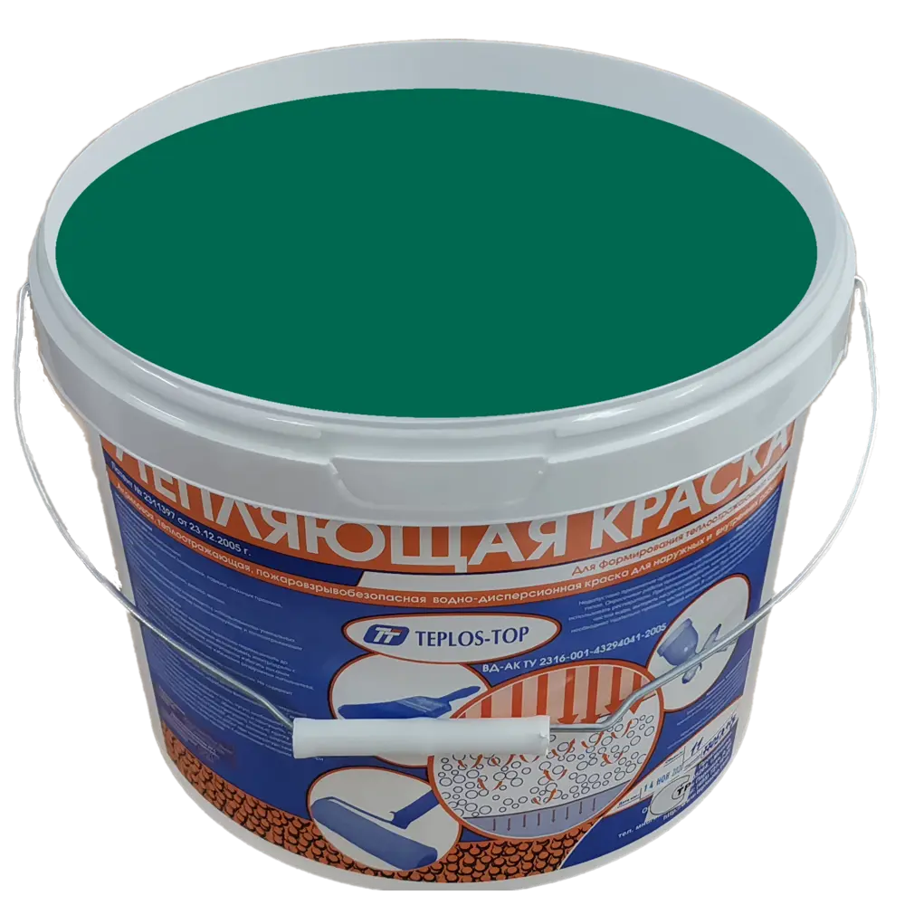 Фото 2 Краска утепляющая водно-дисперсионная Teplos-Top универсальная цвет NCS S 4050-B70G 11 л Фото 2 Краска утепляющая водно-дисперсионная Teplos-Top универсальная цвет NCS S 4050-B70G 11 л