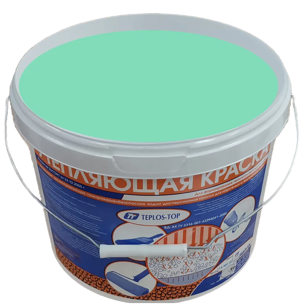 Фото 2 Краска утепляющая водно-дисперсионная Teplos-Top универсальная цвет NCS S 1050-B80G 11 л Фото 2 Краска утепляющая водно-дисперсионная Teplos-Top универсальная цвет NCS S 1050-B80G 11 л