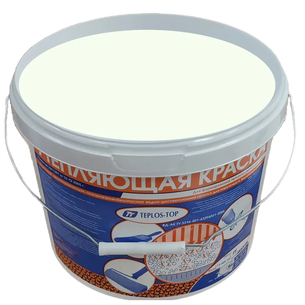 Фото 2 Краска утепляющая водно-дисперсионная Teplos-Top универсальная цвет NCS S 0505-G10Y 11 л Фото 2 Краска утепляющая водно-дисперсионная Teplos-Top универсальная цвет NCS S 0505-G10Y 11 л