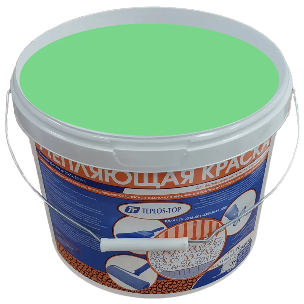 Фото 2 Краска утепляющая водно-дисперсионная Teplos-Top универсальная цвет NCS S 0565-G10Y 11 л Фото 2 Краска утепляющая водно-дисперсионная Teplos-Top универсальная цвет NCS S 0565-G10Y 11 л