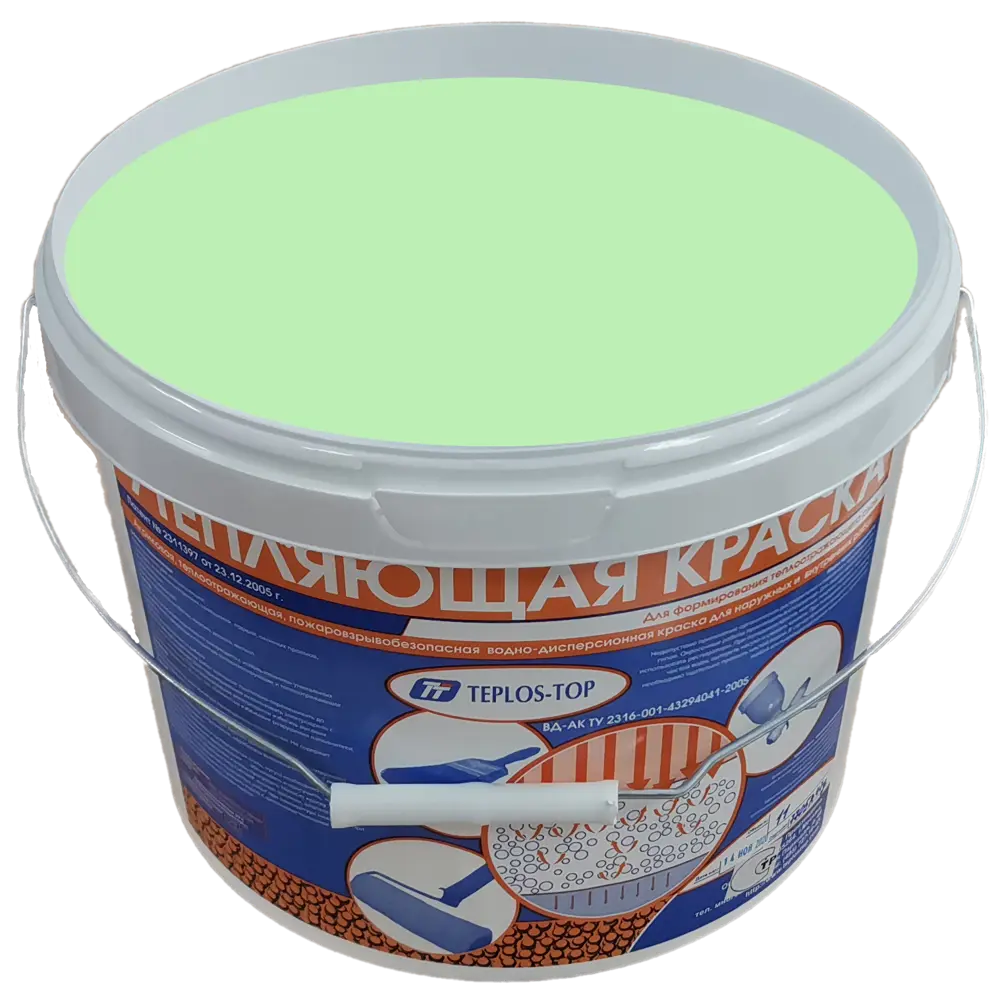Фото 2 Краска утепляющая водно-дисперсионная Teplos-Top универсальная цвет NCS S 1030-G10Y 11 л Фото 2 Краска утепляющая водно-дисперсионная Teplos-Top универсальная цвет NCS S 1030-G10Y 11 л