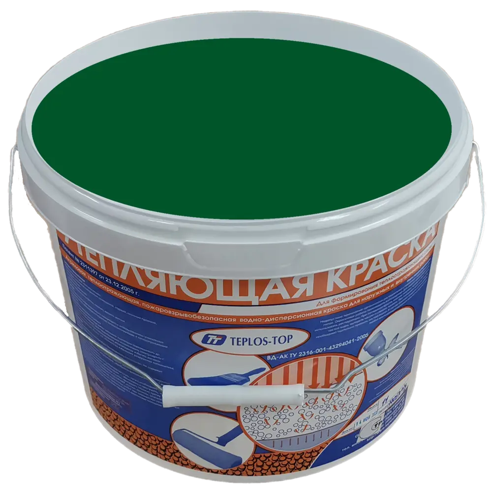 Фото 2 Краска утепляющая водно-дисперсионная Teplos-Top универсальная цвет NCS S 4550-G10Y 11 л Фото 2 Краска утепляющая водно-дисперсионная Teplos-Top универсальная цвет NCS S 4550-G10Y 11 л