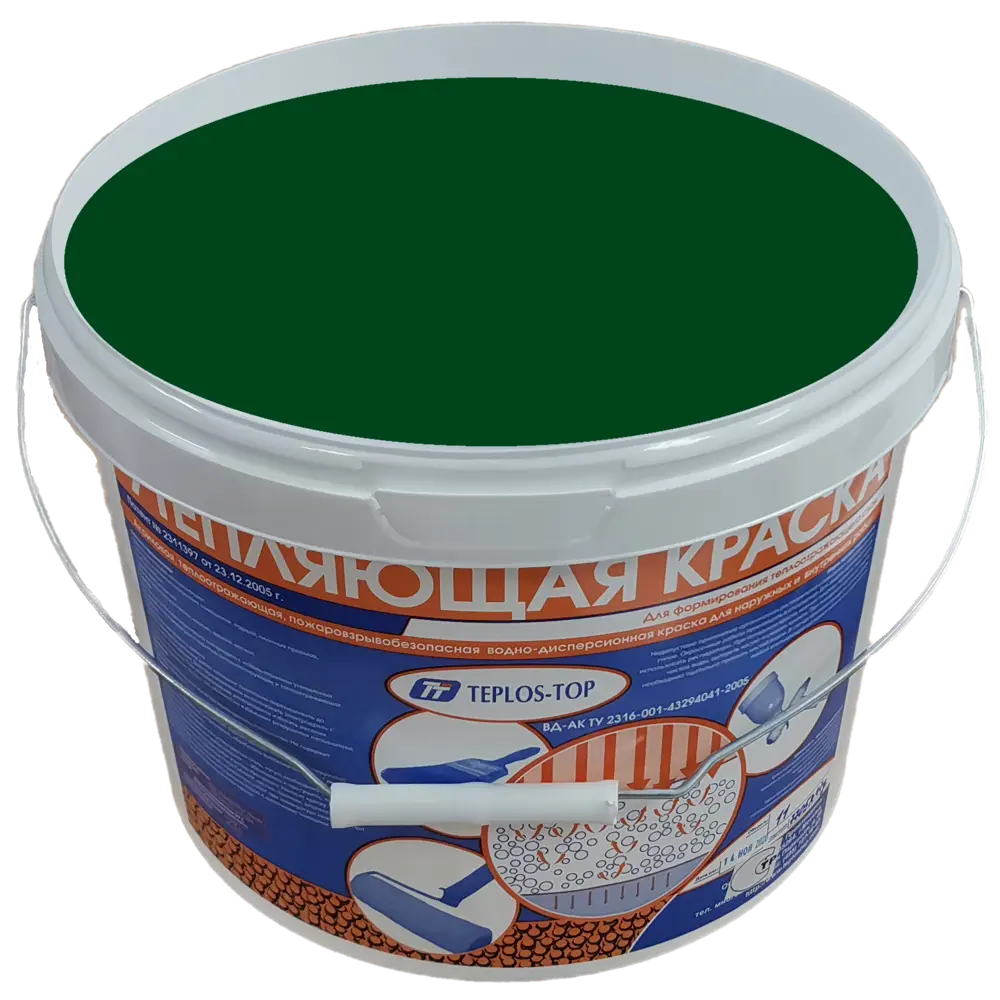 Фото 2 Краска утепляющая водно-дисперсионная Teplos-Top универсальная цвет NCS S 5540-G10Y 11 л Фото 2 Краска утепляющая водно-дисперсионная Teplos-Top универсальная цвет NCS S 5540-G10Y 11 л